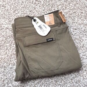 Prana Men's 35x32 Straight Leg Stretch Zion Pant II Hiking Camping Outdoor Green